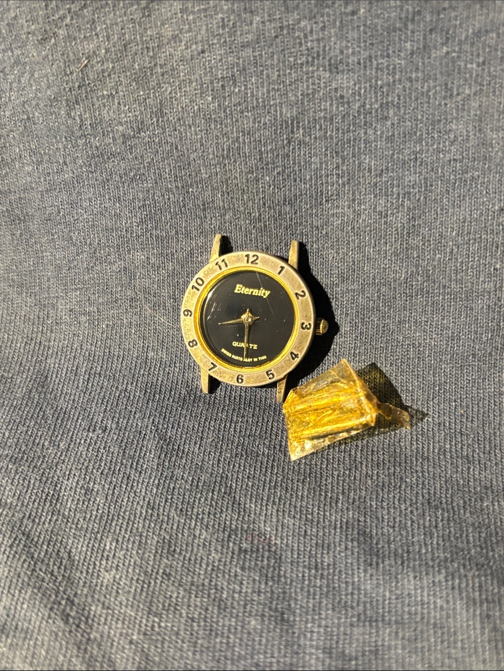 Gold-Tone Watch Head with Black Dial — Replacement Smartwatch Component